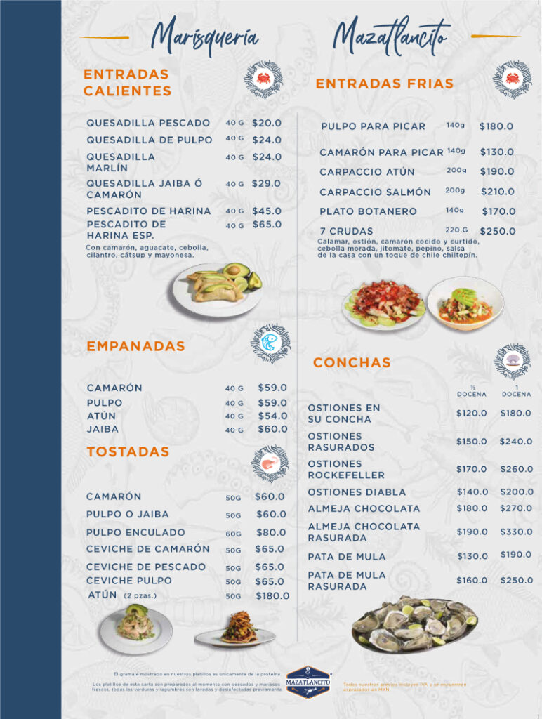 Menú Platillos – Marisqueria Mazatlancito